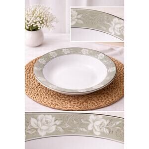 Midwinter England soup bowl Sculptura by Sango Made in Japan floral rim vintage